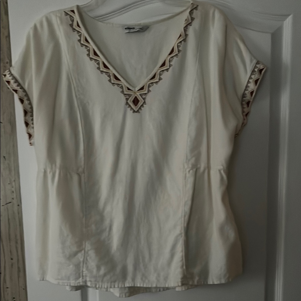 Women's Cream Top with Embroidered Details